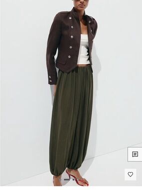 Mango mid rise harem pants in dark green